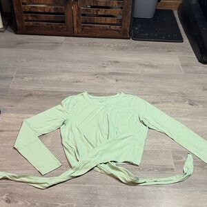 Lululemon Athletica Light Green Long Sleeve Wrap Crop Top